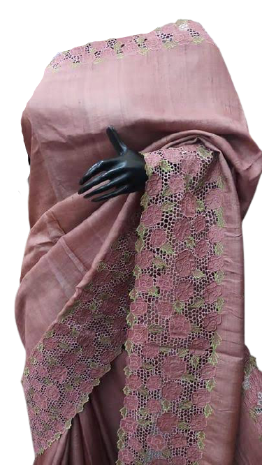 Tussar Silk Hand Embroidery Cutwork SILKZONE