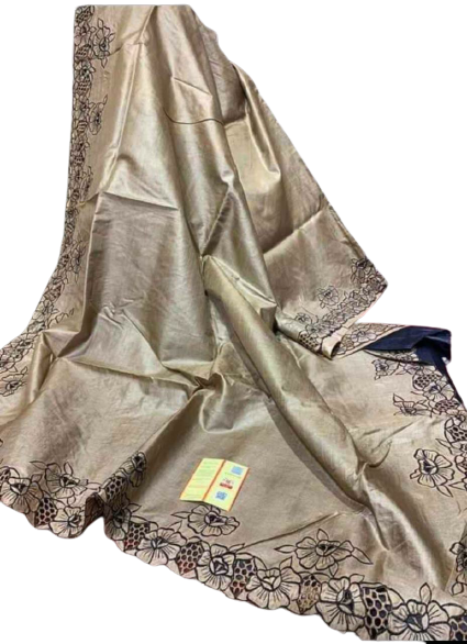 Tussar Silk Hand Embroidery Cutwork SILKZONE