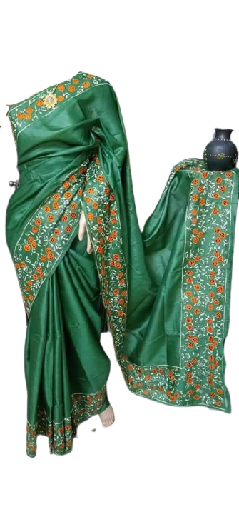 Tussar Silk Hand Embroidery Cutwork SILKZONE