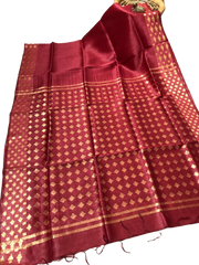 Organza Linen Cutwork Saree M J HANDLOOMS