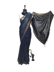 Organza Linen Cutwork Saree M J HANDLOOMS