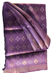Organza Linen Cutwork Saree M J HANDLOOMS