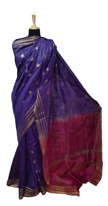 Tussar Munga Silk Zari Butta Saree HIND SILK