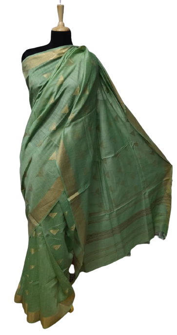 Tussar Munga Silk Zari Butta Saree HIND SILK