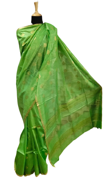 Tussar Munga Silk Zari Butta Saree HIND SILK