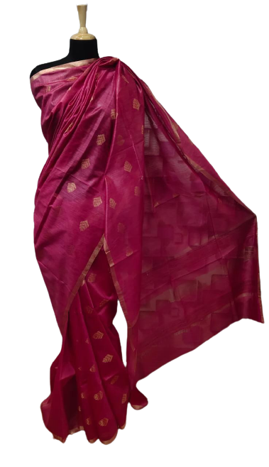 Tussar Munga Silk Zari Butta Saree HIND SILK