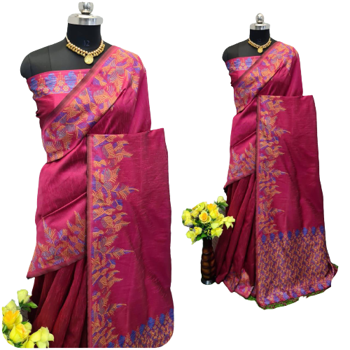 Handloom Raw Silk Weaving Saree M J HANDLOOM