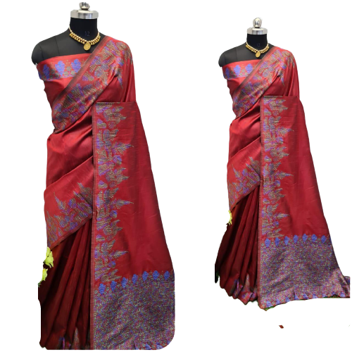 Handloom Raw Silk Weaving Saree M J HANDLOOM