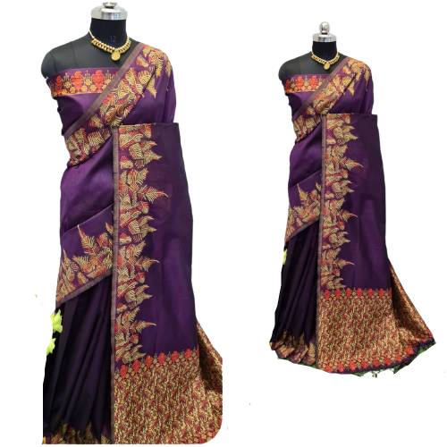 Handloom Raw Silk Weaving Saree M J HANDLOOM