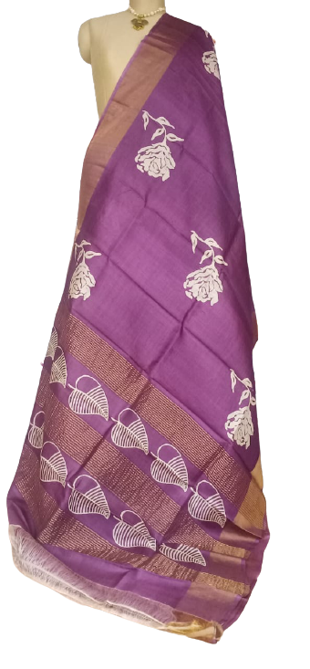 Pure Tussar Silk print saree