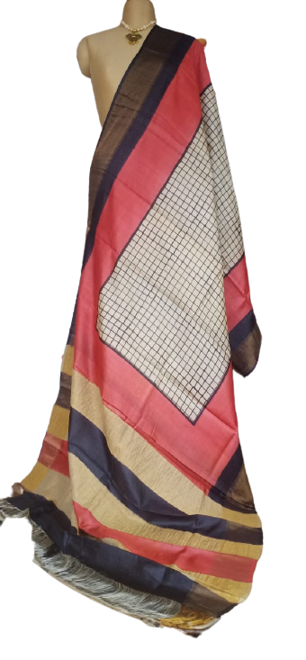 Pure Tussar Silk print saree