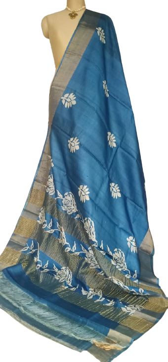 Pure Tussar Silk print saree