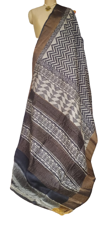 Pure Tussar Silk print saree