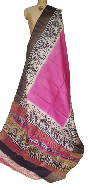 Pure Tussar Silk print saree