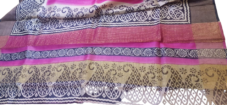 Pure Tussar Silk print saree