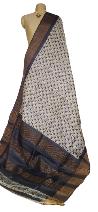 Pure Tussar Silk print saree