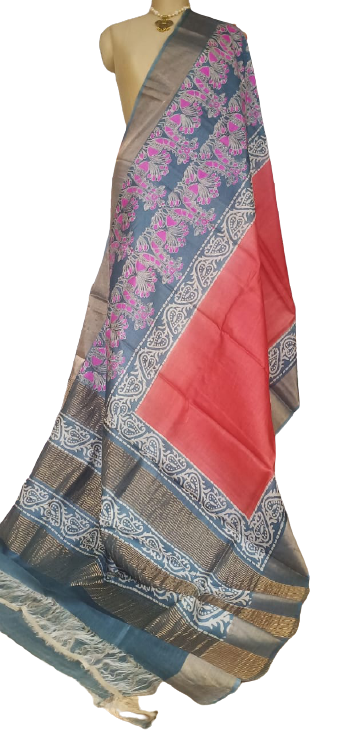 Pure Tussar Silk print saree