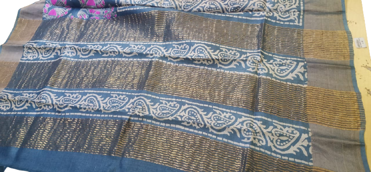Pure Tussar Silk print saree