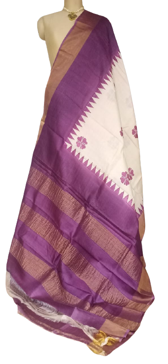 Pure Tussar Silk print saree