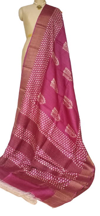 Pure Tussar Silk print saree