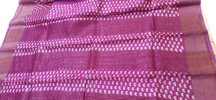 Pure Tussar Silk print saree