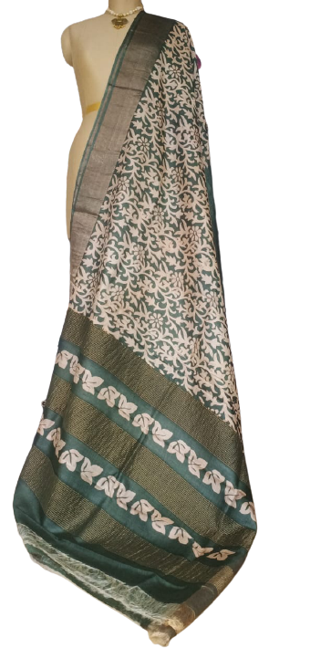 Pure Tussar Silk print saree