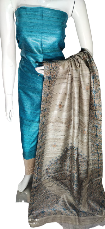 Tussar Madhubani Print Suit SILK ZONE