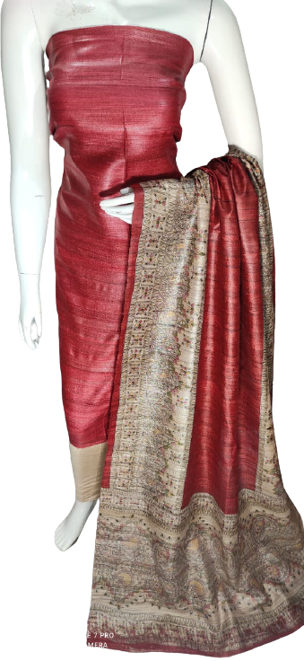 Tussar Madhubani Print Suit SILK ZONE