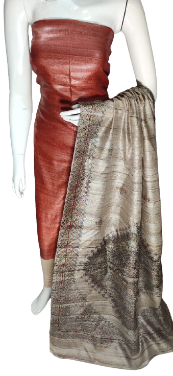 Tussar Madhubani Print Suit SILK ZONE