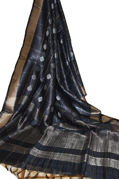 Organza Silk Linen Saree M J HANDLOOM