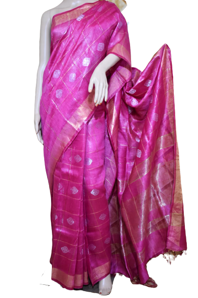 Organza Silk Linen Saree M J HANDLOOM