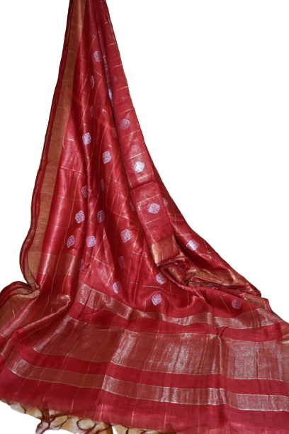 Organza Silk Linen Saree M J HANDLOOM