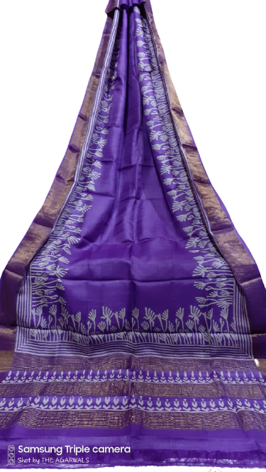 Pure Tussar Silk print saree