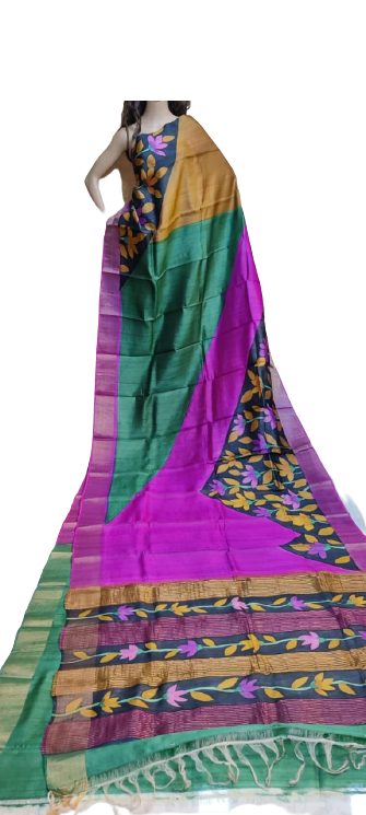 Pure Tussar Silk print saree