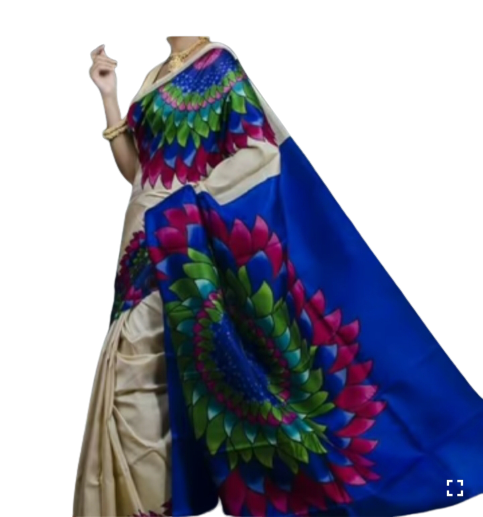 Murshidabad Silk Hand Painting Saree PLASH
