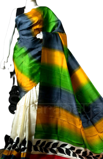 Murshidabad Silk Hand Painting Saree PLASH