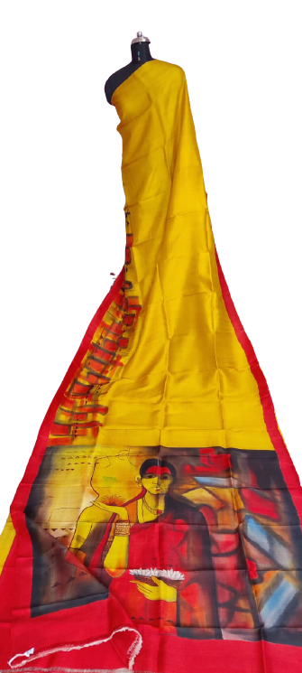 Bishnupuri Silk Hand Painting Saree PLASH