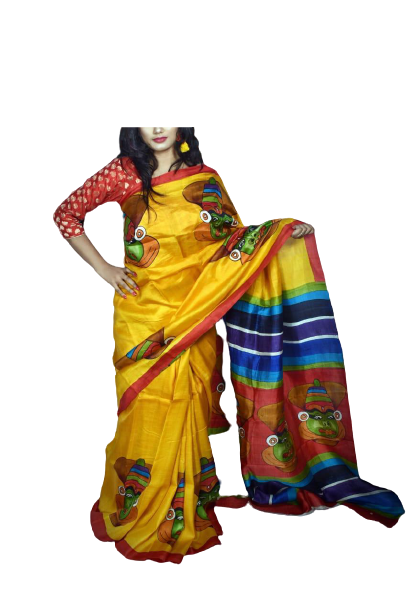 Bishnupuri Silk Hand Painting Saree PLASH