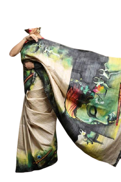 Bishnupuri Silk Hand Painting Saree PLASH