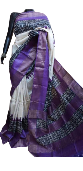 Pure Tussar Silk print saree