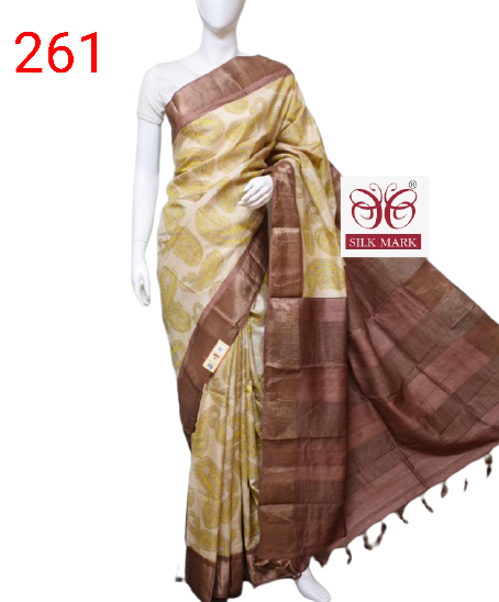 Pure Tussar Silk print saree