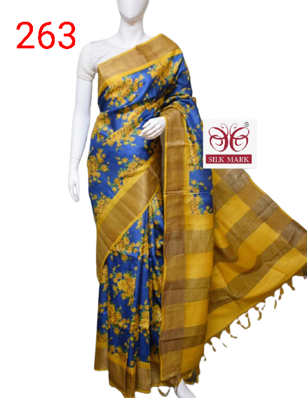 Pure Tussar Silk print saree