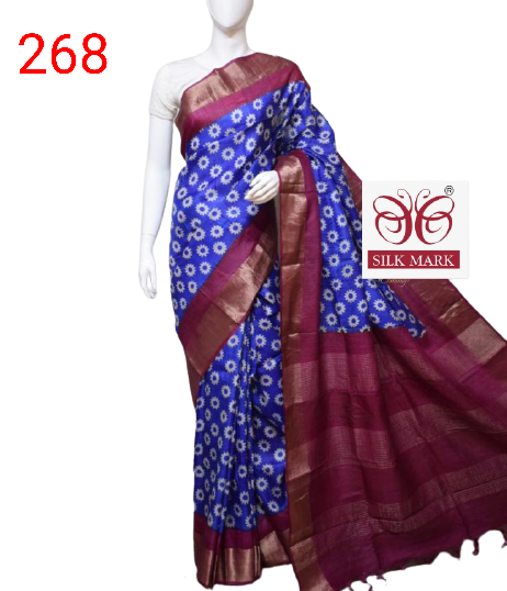Pure Tussar Silk print saree