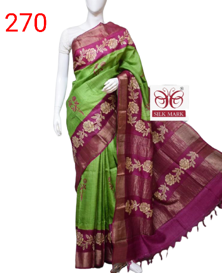 Pure Tussar Silk print saree