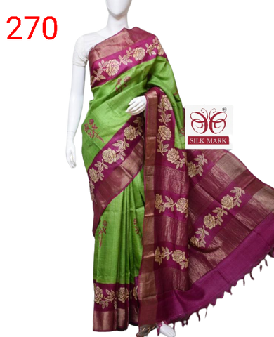 Pure Tussar Silk print saree