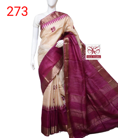 Pure Tussar Silk print saree