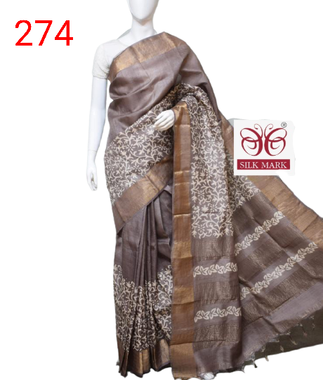 Pure Tussar Silk print saree