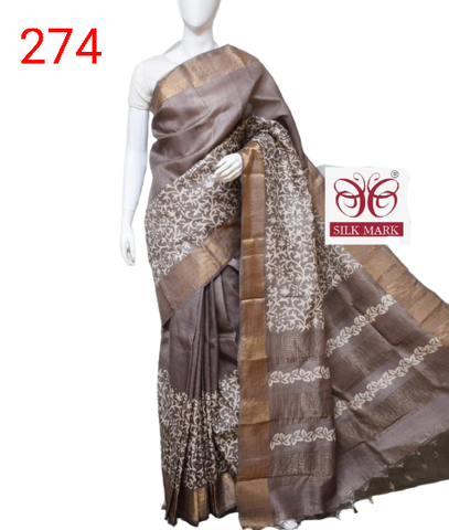 Pure Tussar Silk print saree