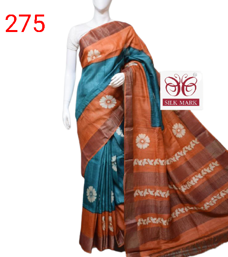 Pure Tussar Silk print saree