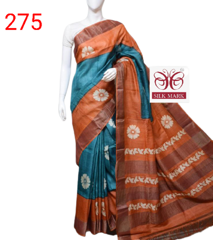 Pure Tussar Silk print saree